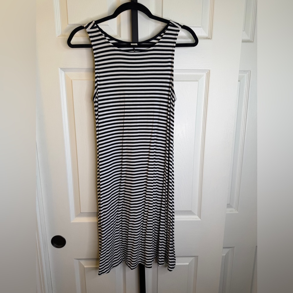 SALE - Old Navy Black and White Striped Swing Tank Dress, size Medium